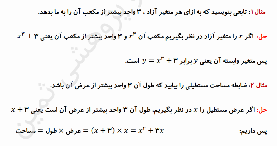 درس دوم - ضابطه‌ی یک تابع جبری